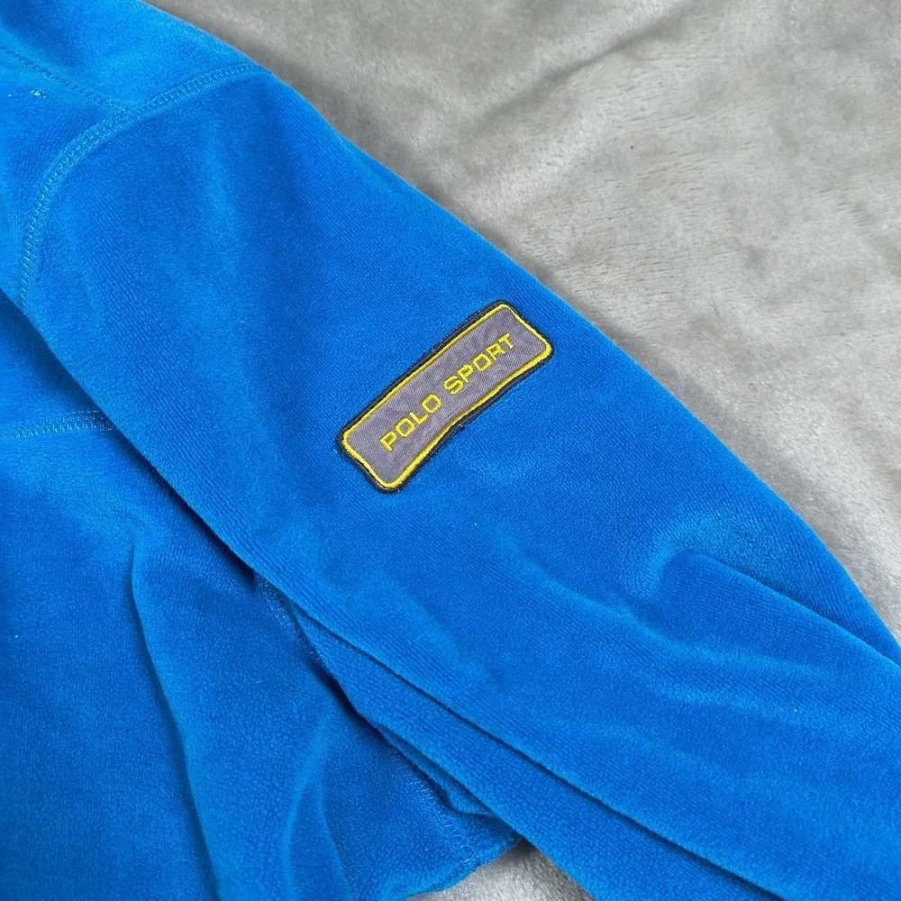 Vintage Polo Sport Sweatshirt Mens XL‎ Blue Fleece Quarter Zip Pullover Polartec